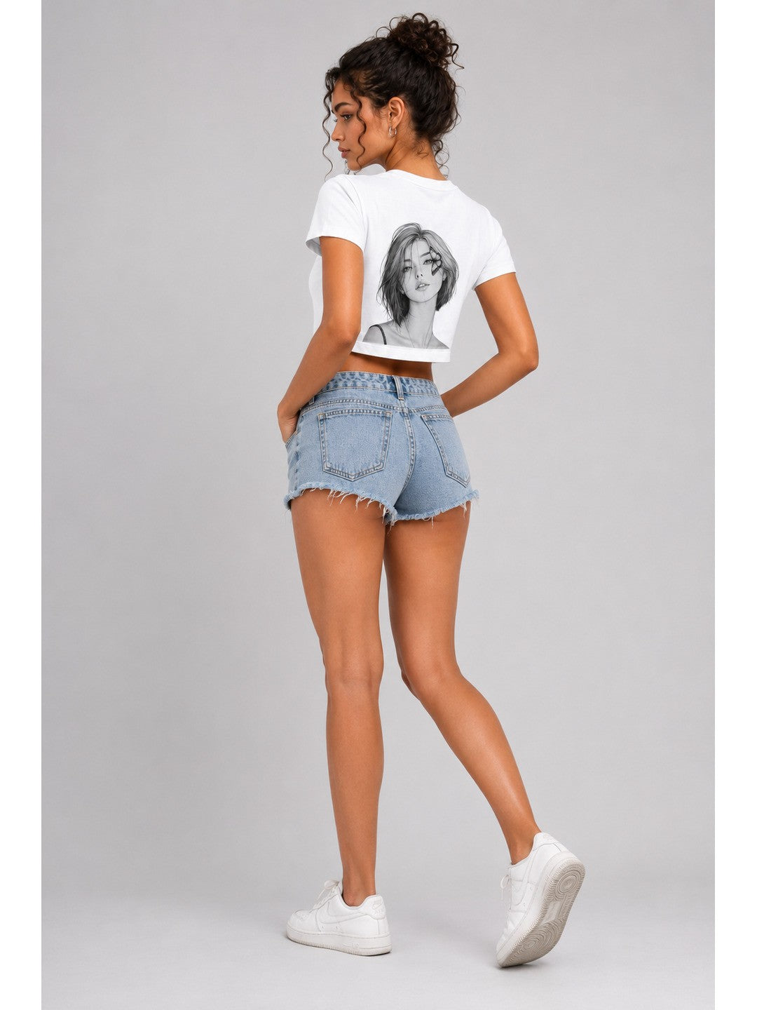 Beautify Printed Round Neck Crop Pre-customized Tshirt for Women