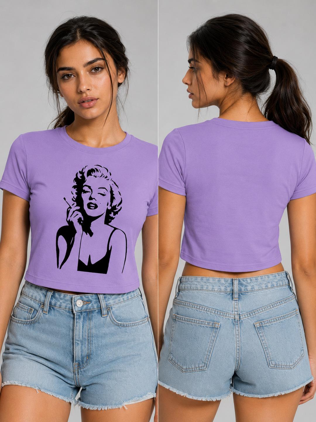 Marylin Monroe Printed Round Neck Crop Pre-customized Tshirt for Women