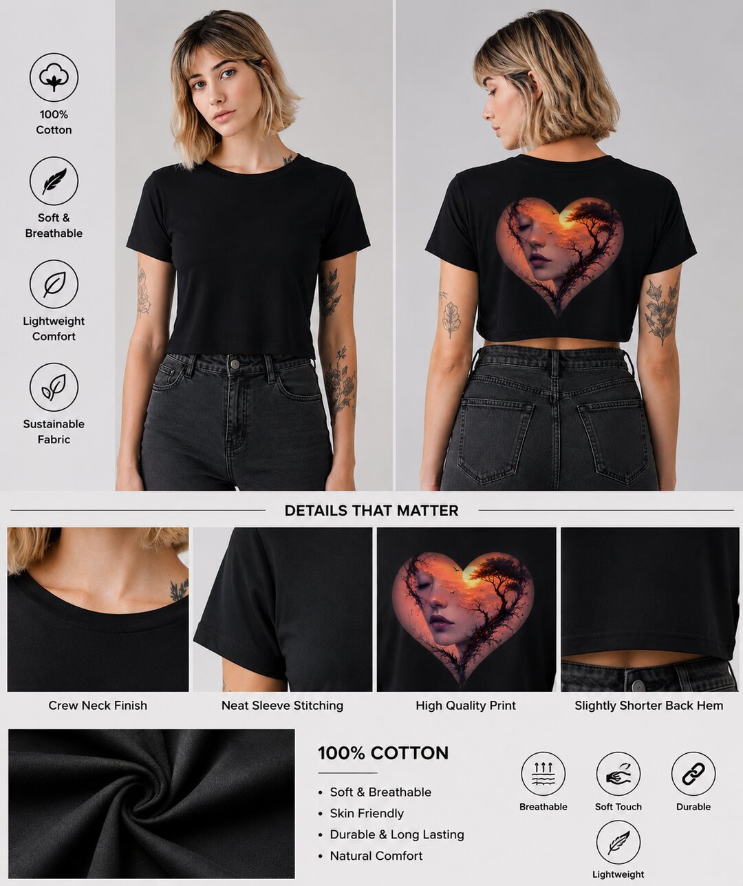 Cyber Ronin Printed Round Neck Crop Pre-customized Tshirt for Women