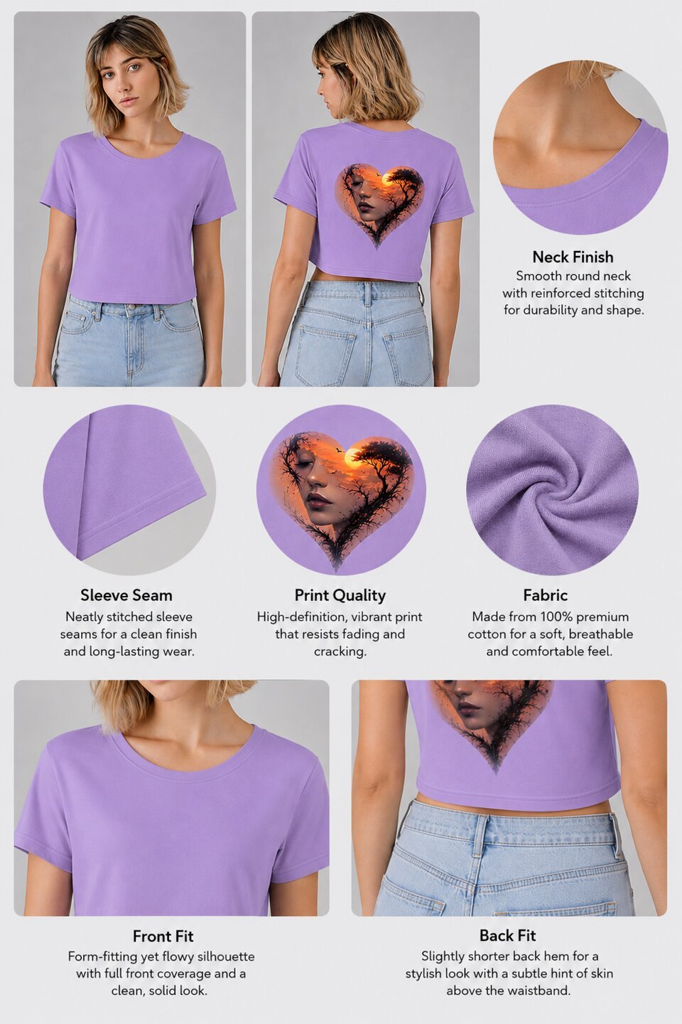 Cyber Ronin Printed Round Neck Crop Pre-customized Tshirt for Women