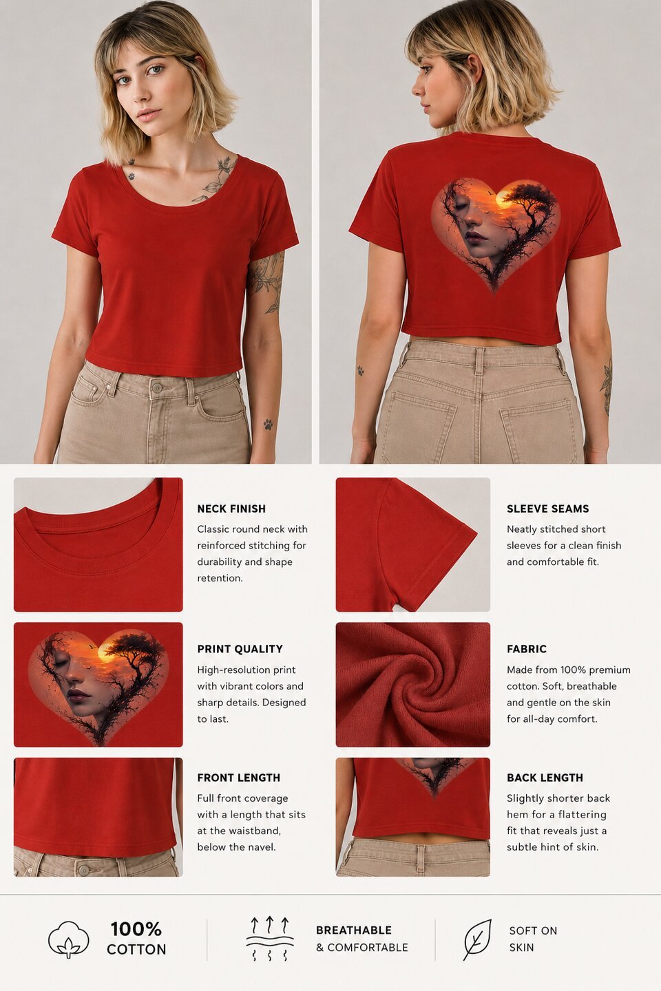 Cyber Ronin Printed Round Neck Crop Pre-customized Tshirt for Women