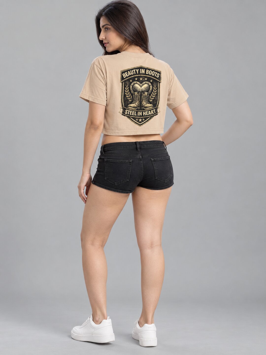 BeautyinBoots Printed Round Neck Crop Pre-customized Tshirt for Women