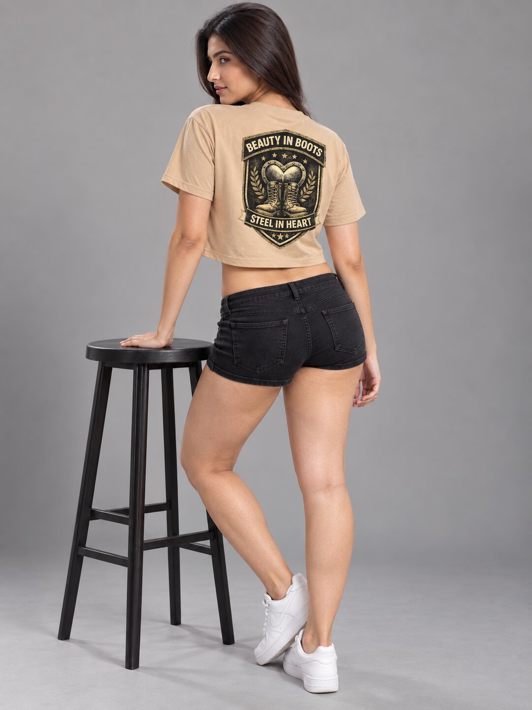 BeautyinBoots Printed Round Neck Crop Pre-customized Tshirt for Women
