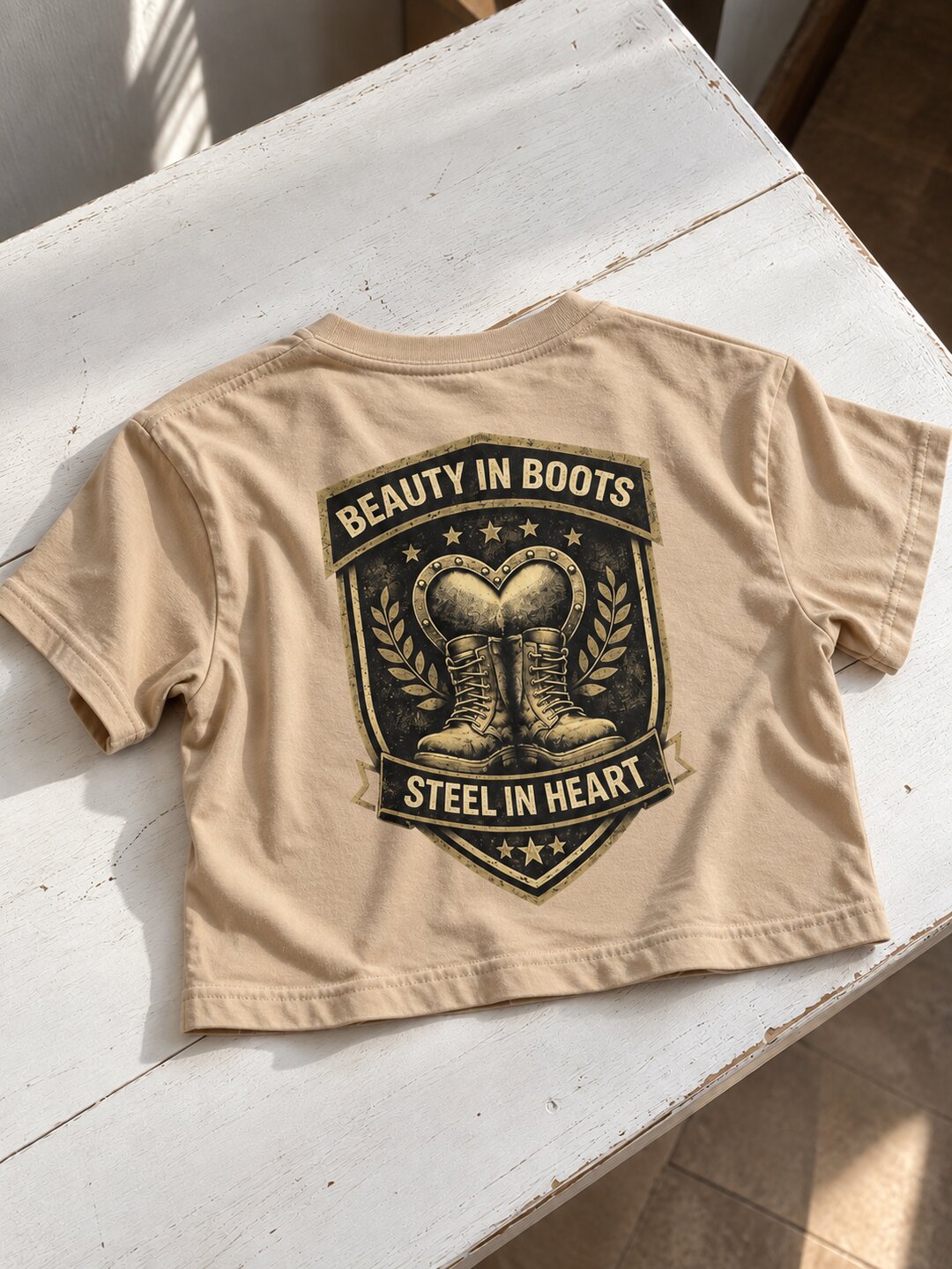 BeautyinBoots Printed Round Neck Crop Pre-customized Tshirt for Women
