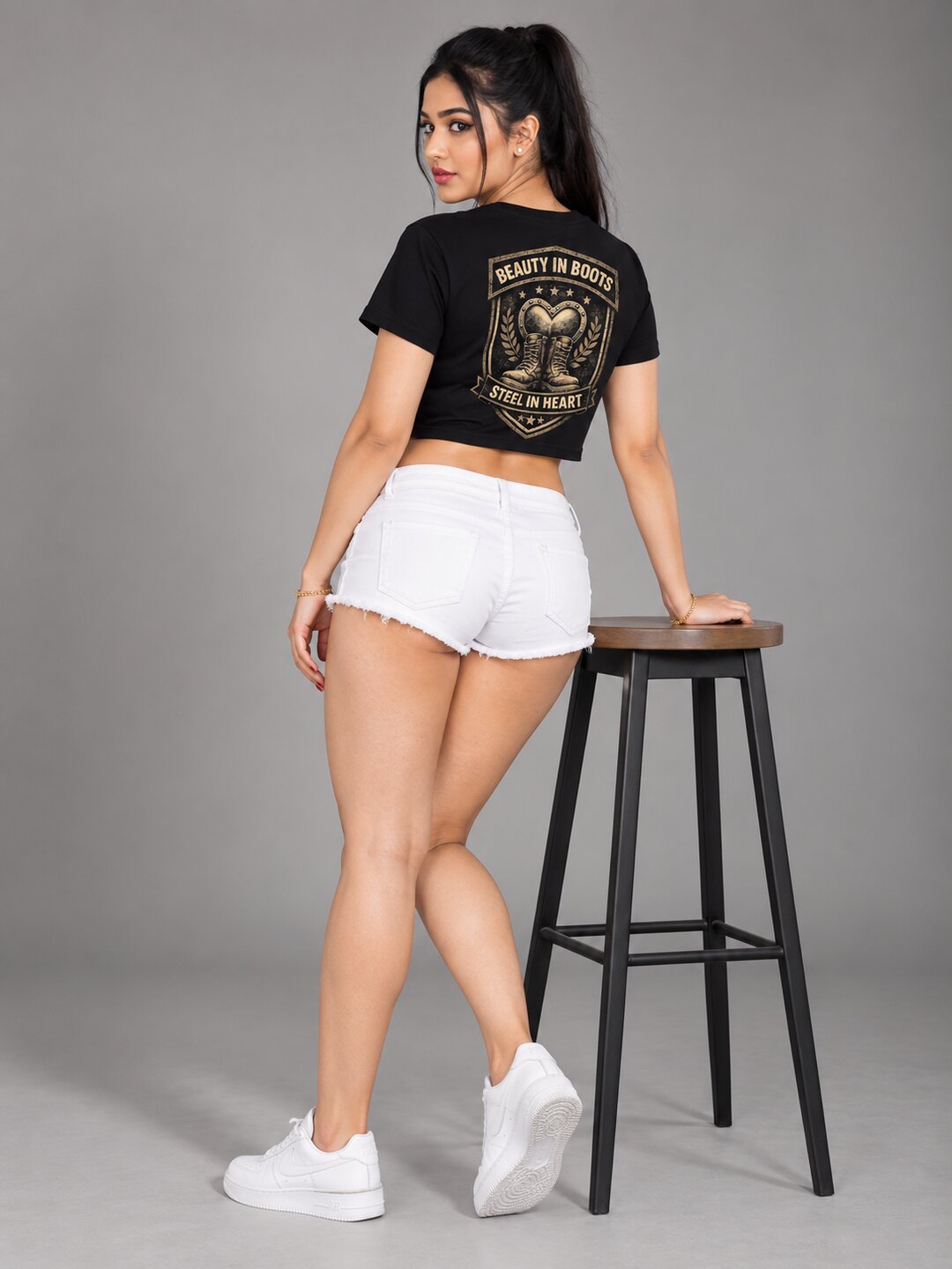 BeautyinBoots Printed Round Neck Crop Pre-customized Tshirt for Women