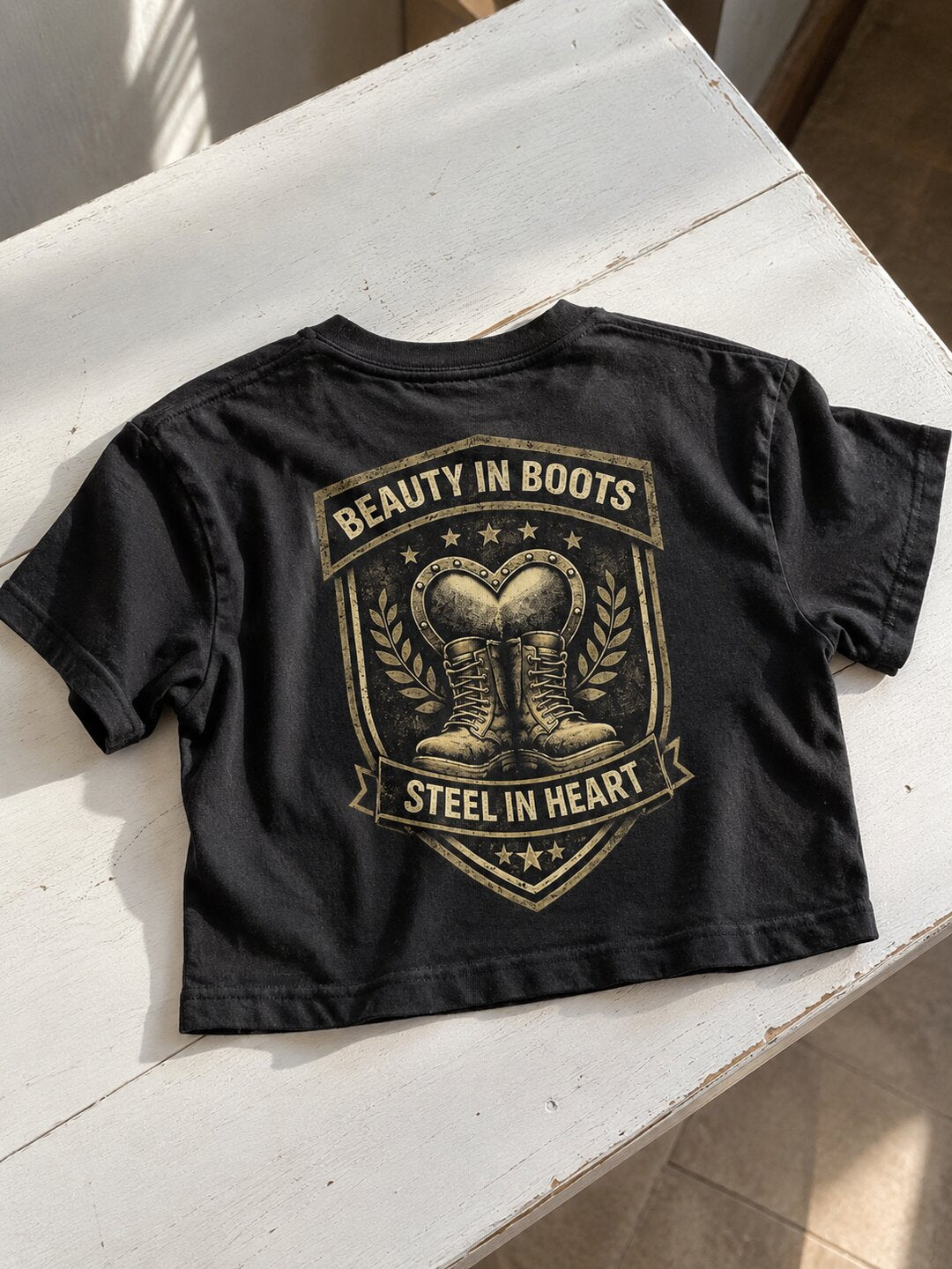 BeautyinBoots Printed Round Neck Crop Pre-customized Tshirt for Women