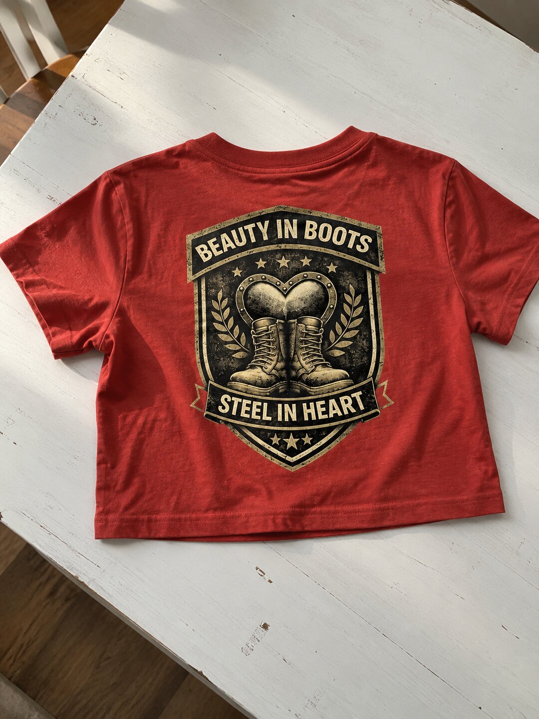 BeautyinBoots Printed Round Neck Crop Pre-customized Tshirt for Women