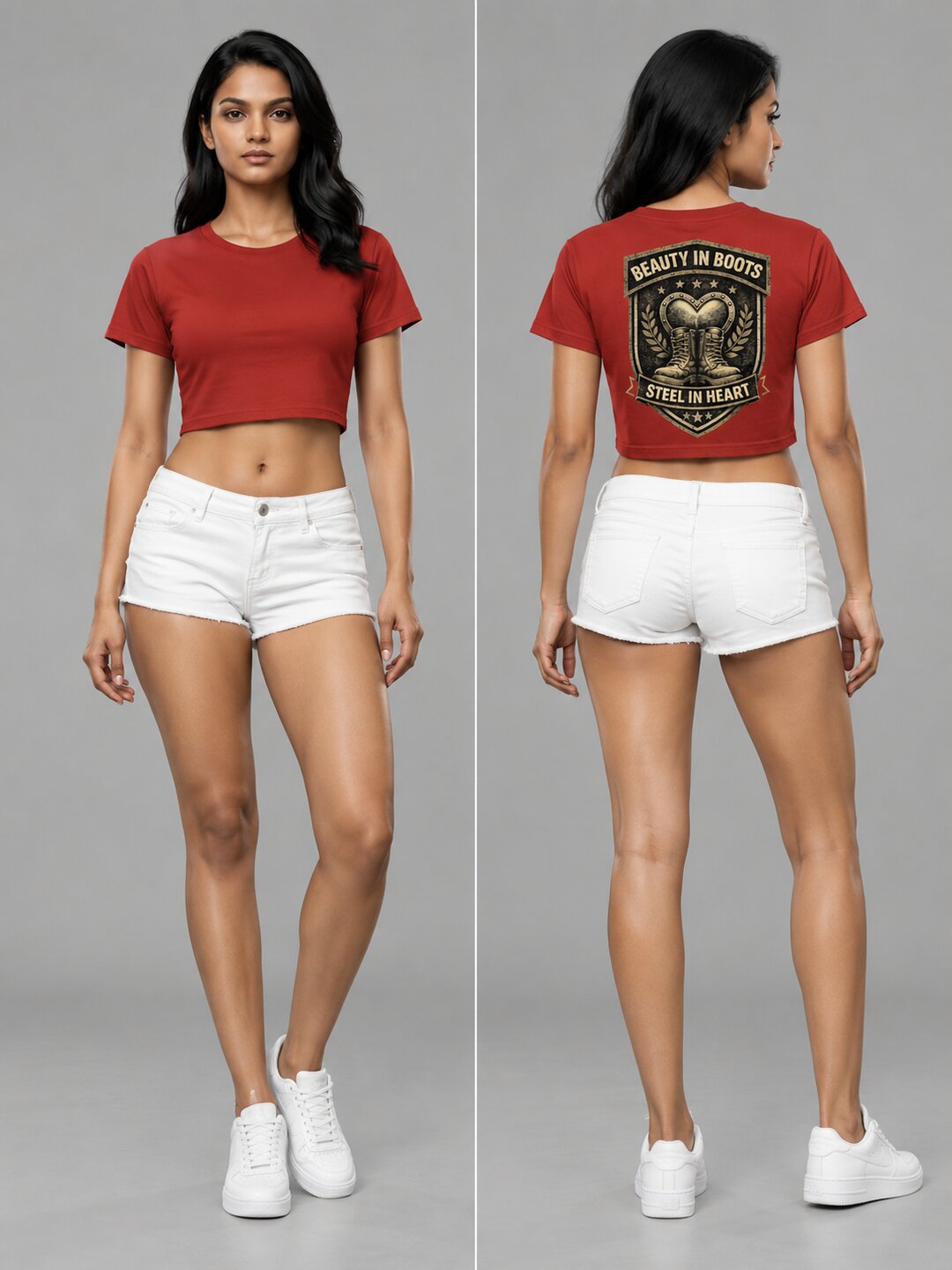 BeautyinBoots Printed Round Neck Crop Pre-customized Tshirt for Women