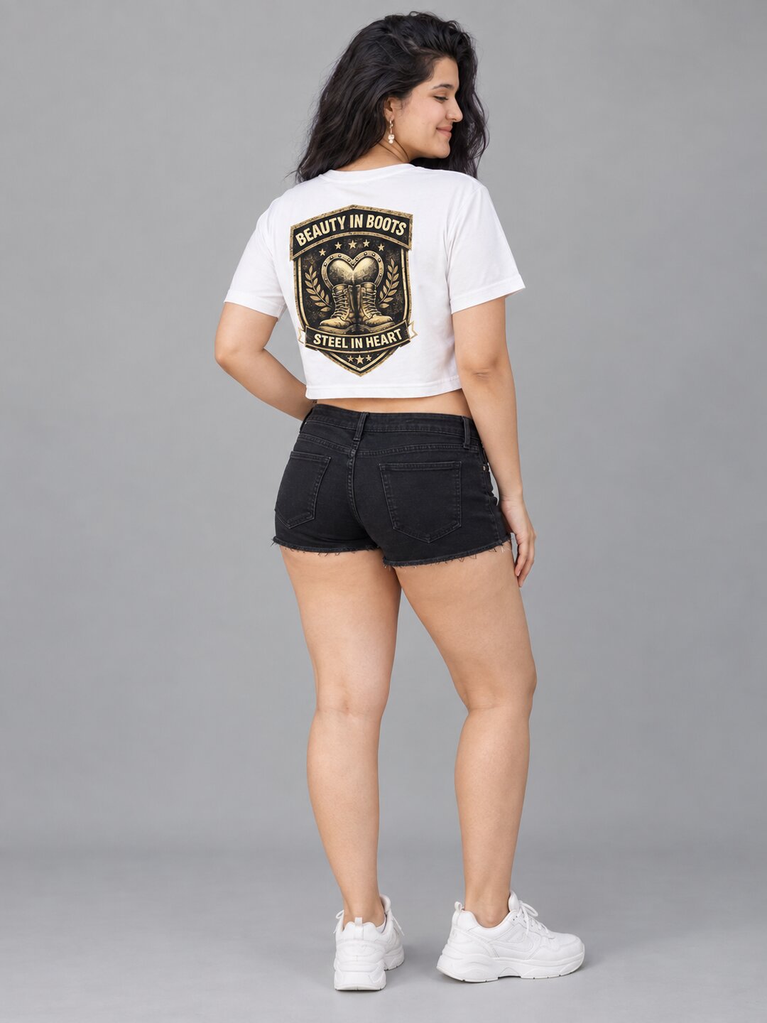 BeautyinBoots Printed Round Neck Crop Pre-customized Tshirt for Women