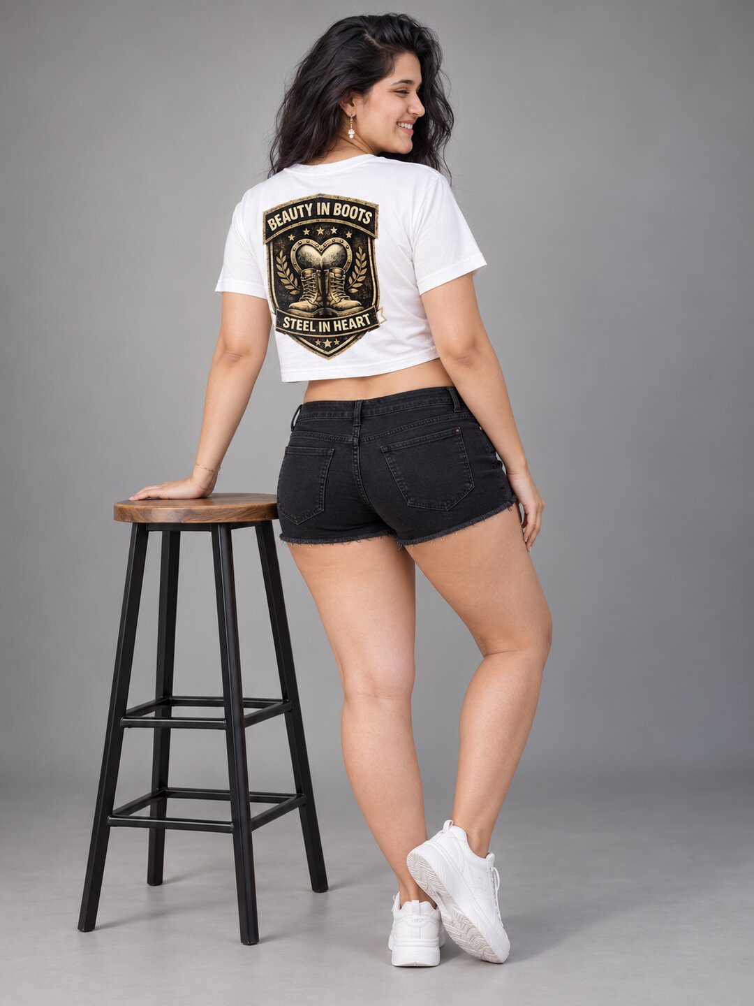 BeautyinBoots Printed Round Neck Crop Pre-customized Tshirt for Women