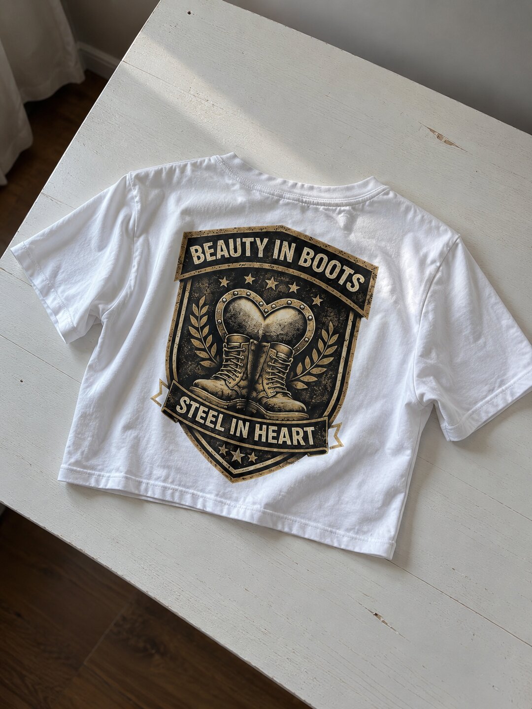 BeautyinBoots Printed Round Neck Crop Pre-customized Tshirt for Women