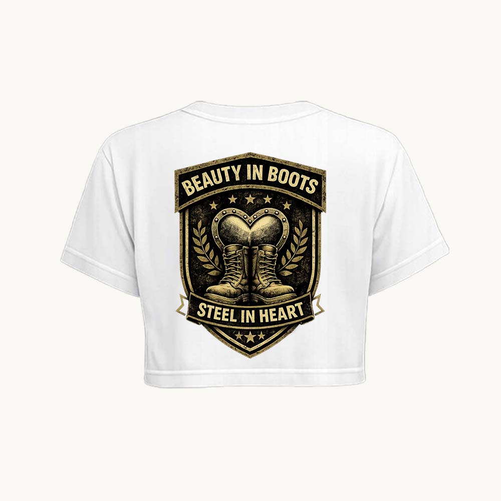 BeautyinBoots Printed Round Neck Crop Pre-customized Tshirt for Women