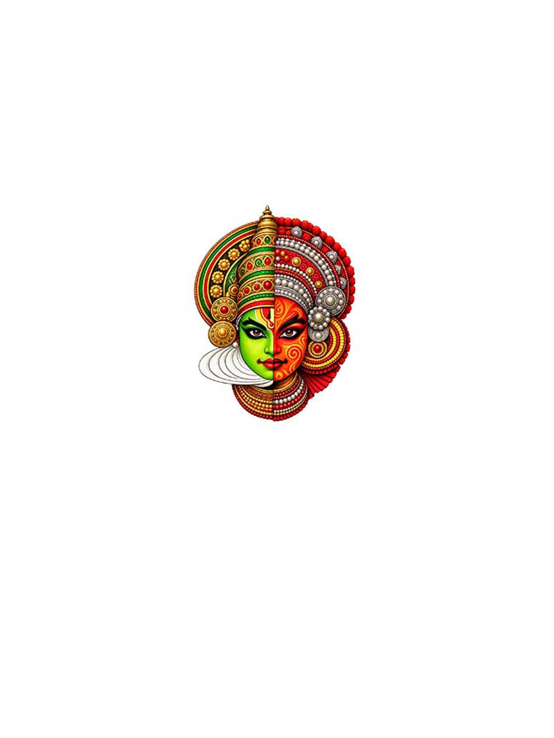 Kadhakali Printed Round Neck Crop Pre-customized Tshirt for Women