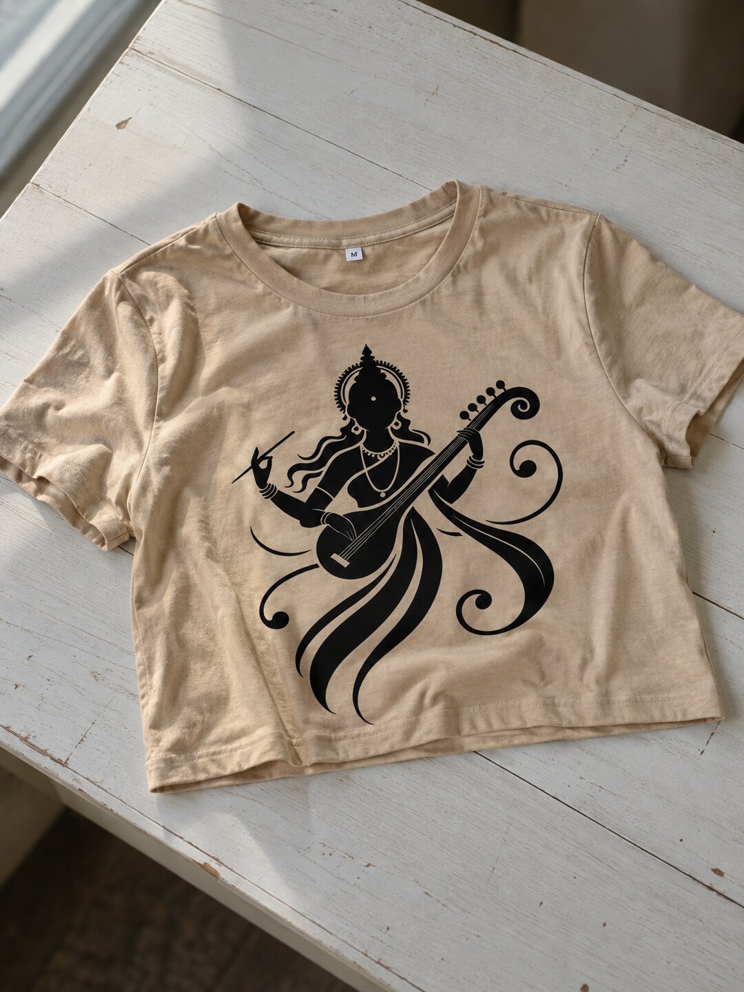 Veena Printed Round Neck Crop Pre-customized Tshirt for Women