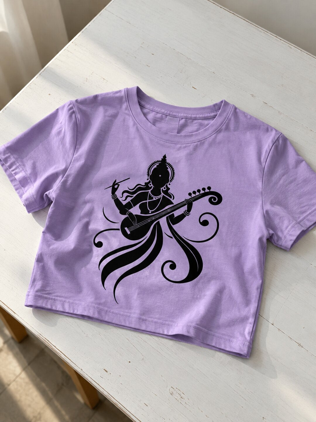 Veena Printed Round Neck Crop Pre-customized Tshirt for Women