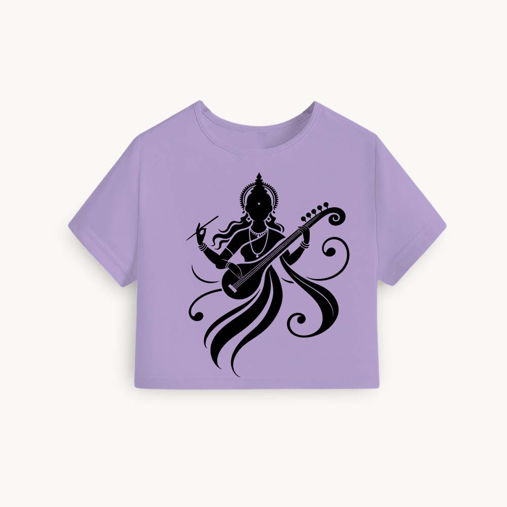 Veena Printed Round Neck Crop Pre-customized Tshirt for Women