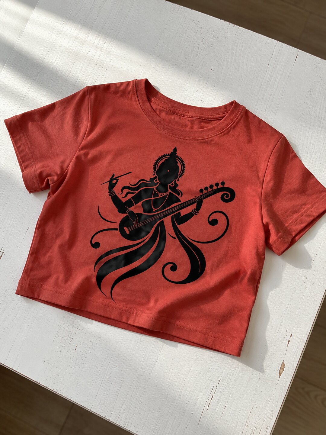 Veena Printed Round Neck Crop Pre-customized Tshirt for Women
