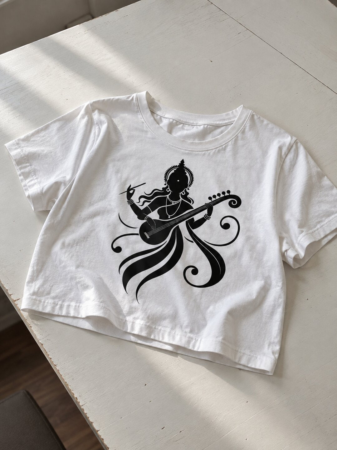 Veena Printed Round Neck Crop Pre-customized Tshirt for Women