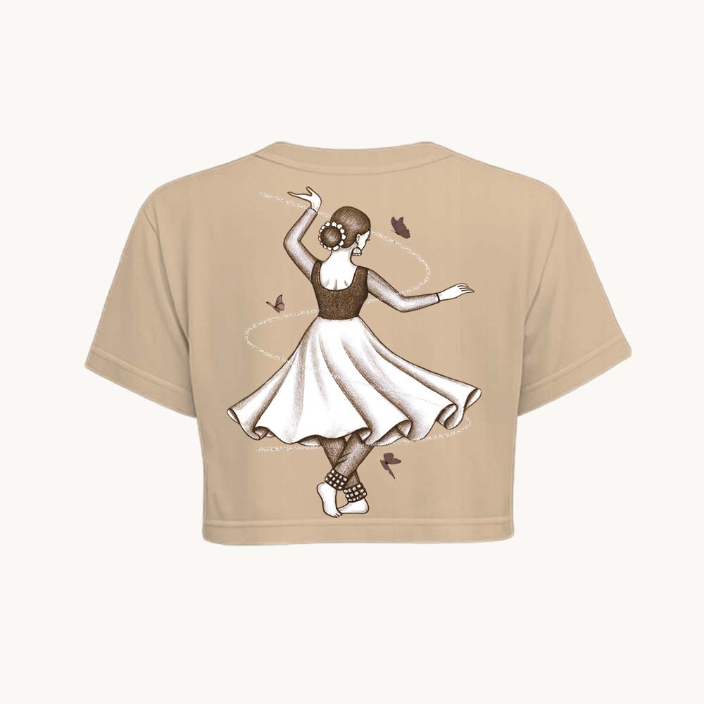 Indian Dancer Printed Round Neck Crop Pre-customized Tshirt for Women