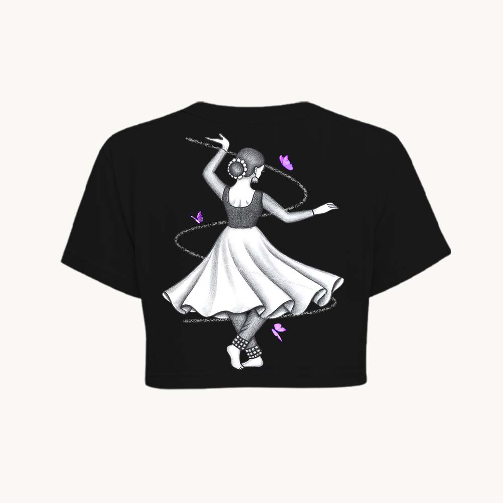 Indian Dancer Printed Round Neck Crop Pre-customized Tshirt for Women