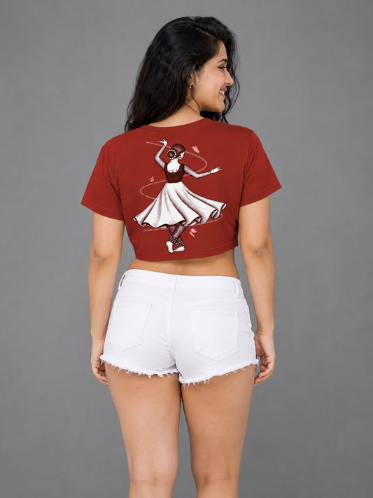 Indian Dancer Printed Round Neck Crop Pre-customized Tshirt for Women