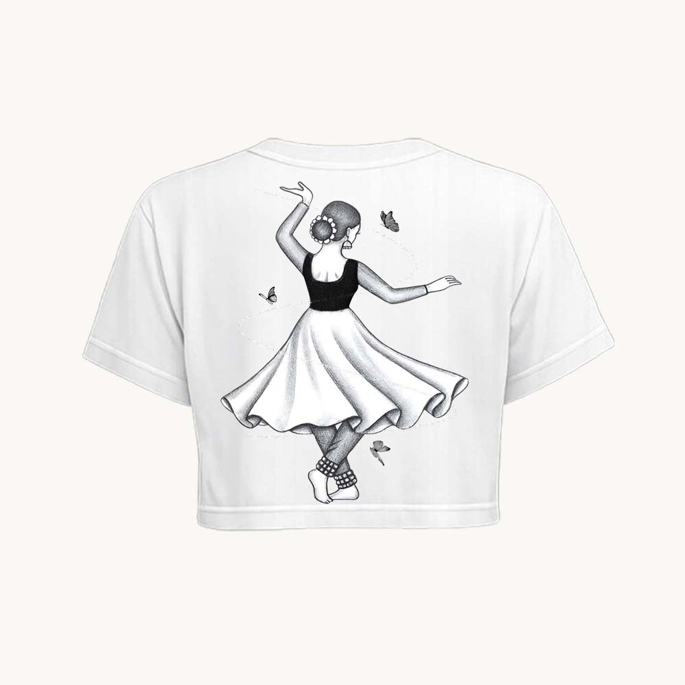 Indian Dancer Printed Round Neck Crop Pre-customized Tshirt for Women