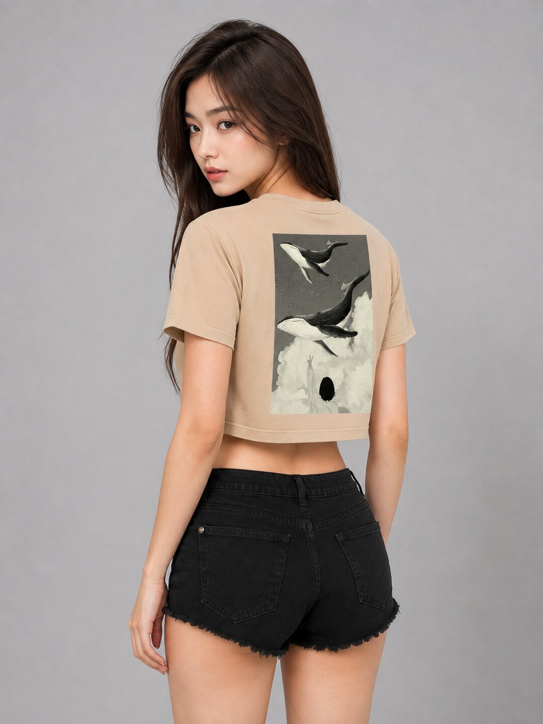 Seoul Static Printed Round Neck Crop Pre-customized Tshirt for Women