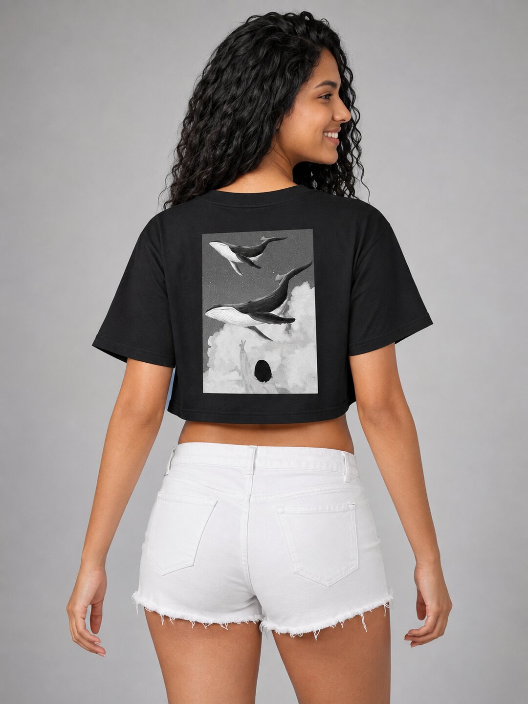 Seoul Static Printed Round Neck Crop Pre-customized Tshirt for Women