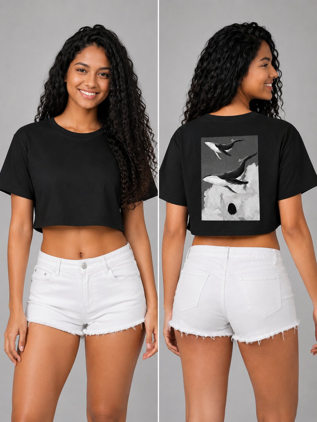 Seoul Static Printed Round Neck Crop Pre-customized Tshirt for Women