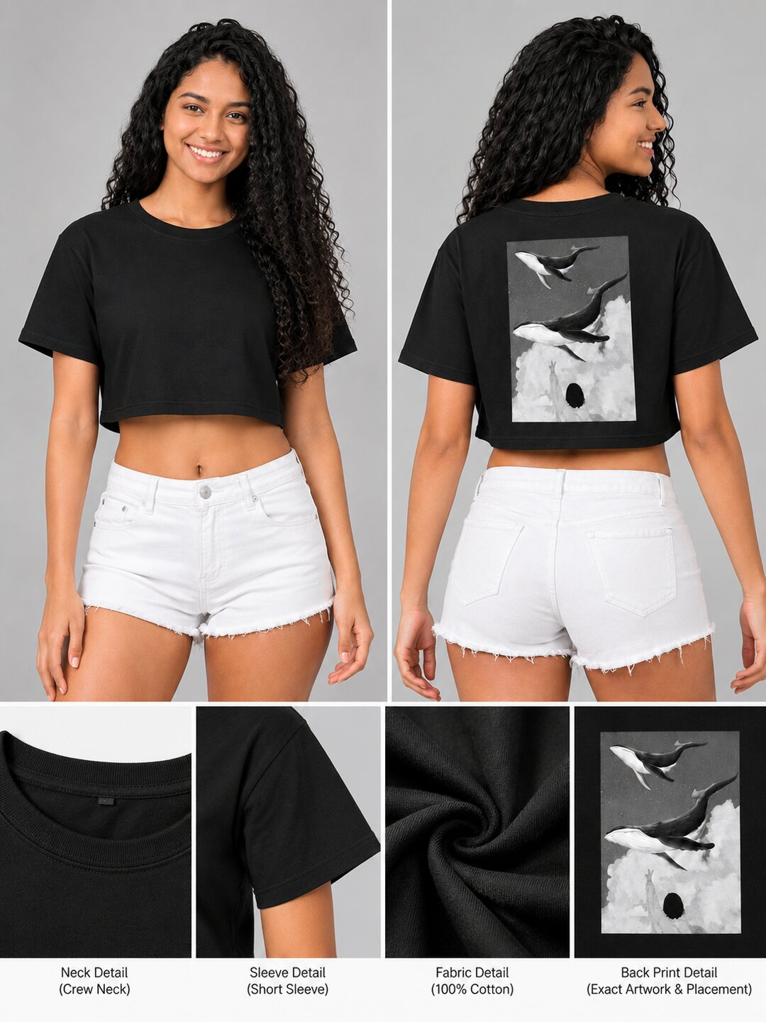 Seoul Static Printed Round Neck Crop Pre-customized Tshirt for Women