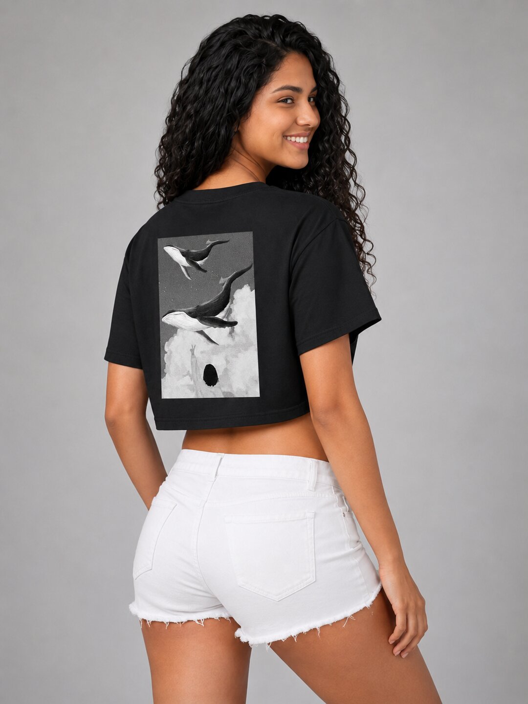 Seoul Static Printed Round Neck Crop Pre-customized Tshirt for Women
