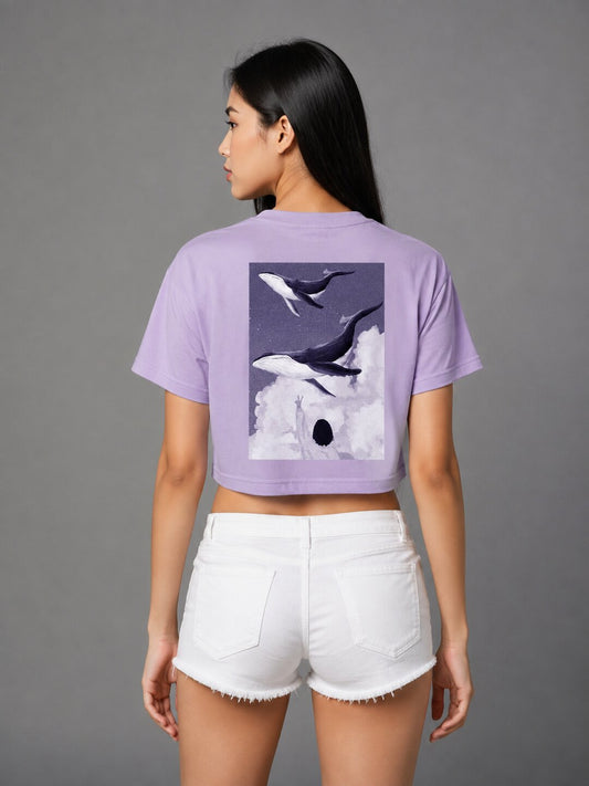 Seoul Static Printed Round Neck Crop Pre-customized Tshirt for Women