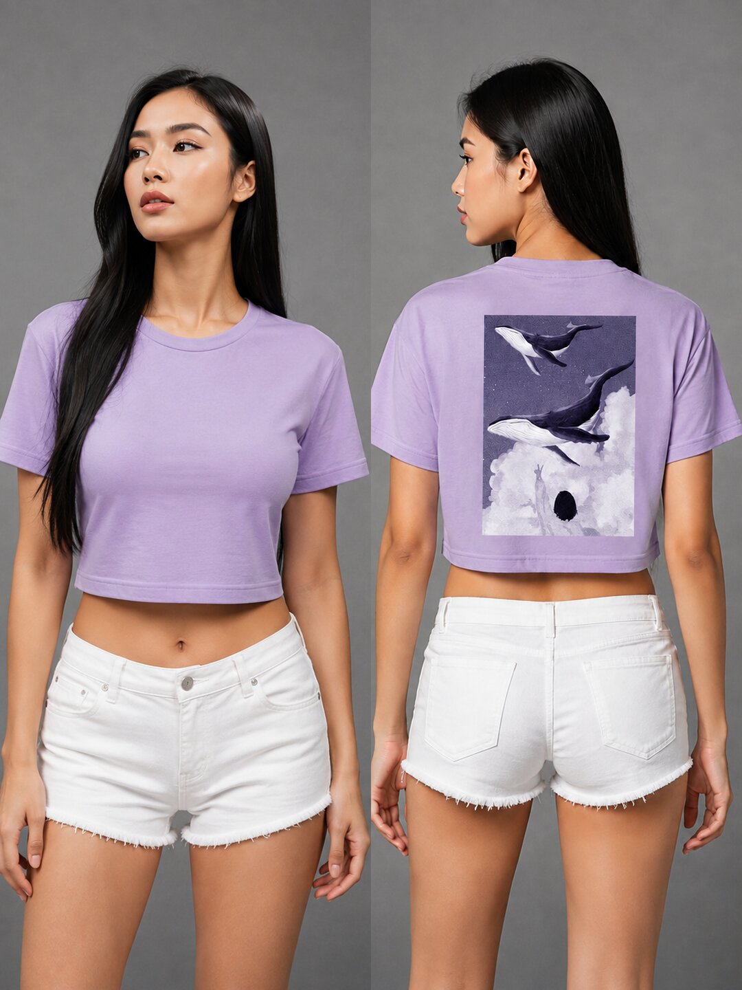 Seoul Static Printed Round Neck Crop Pre-customized Tshirt for Women