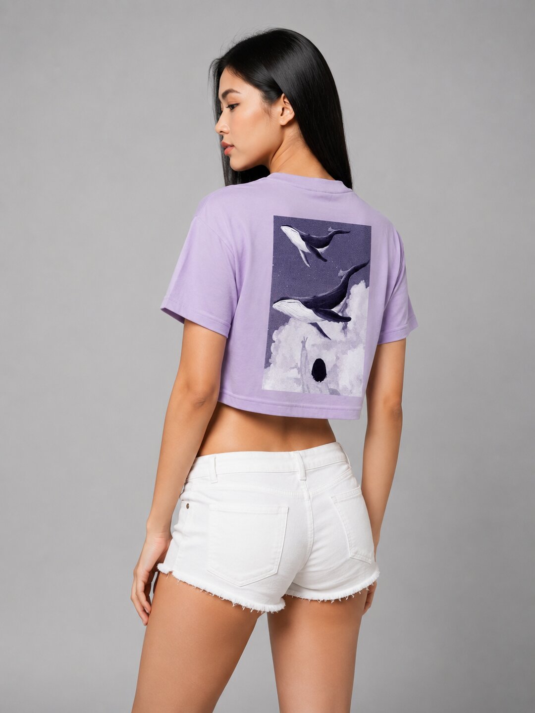 Seoul Static Printed Round Neck Crop Pre-customized Tshirt for Women