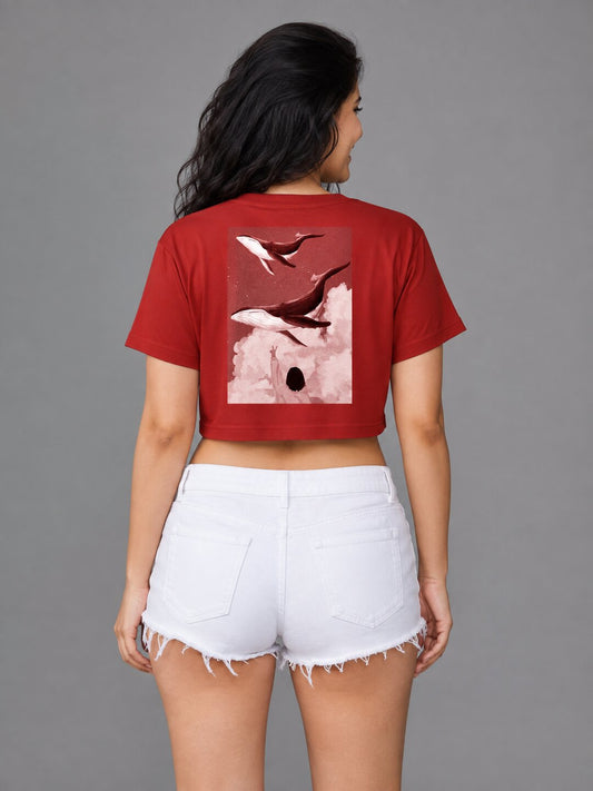 Seoul Static Printed Round Neck Crop Pre-customized Tshirt for Women