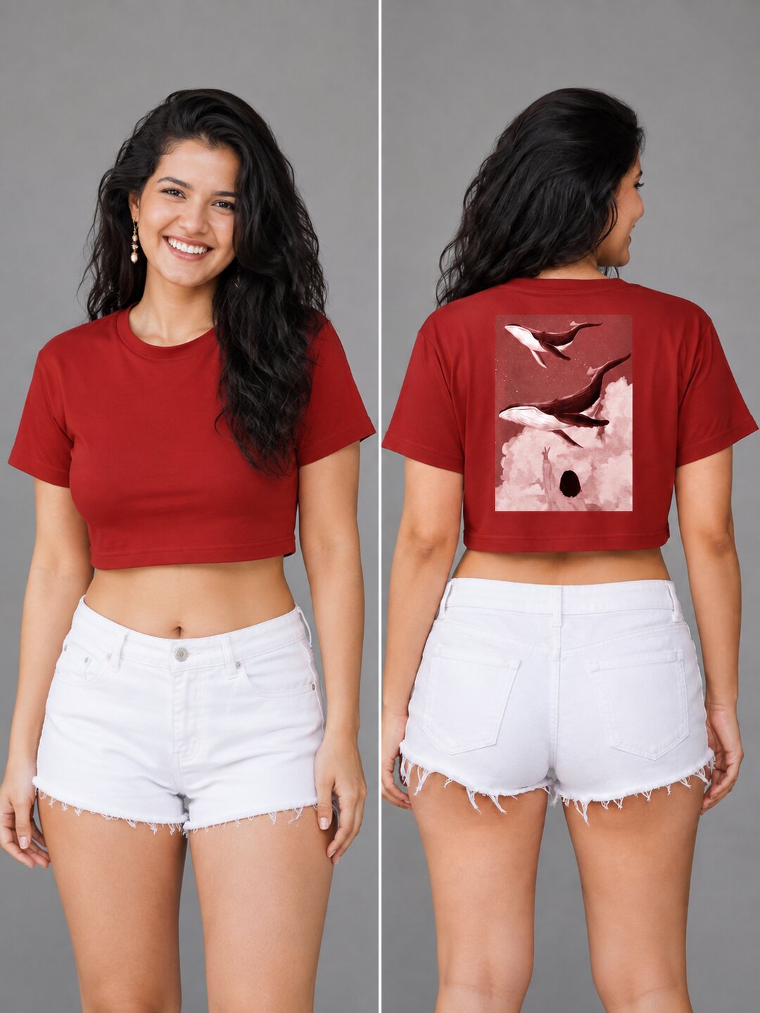 Seoul Static Printed Round Neck Crop Pre-customized Tshirt for Women
