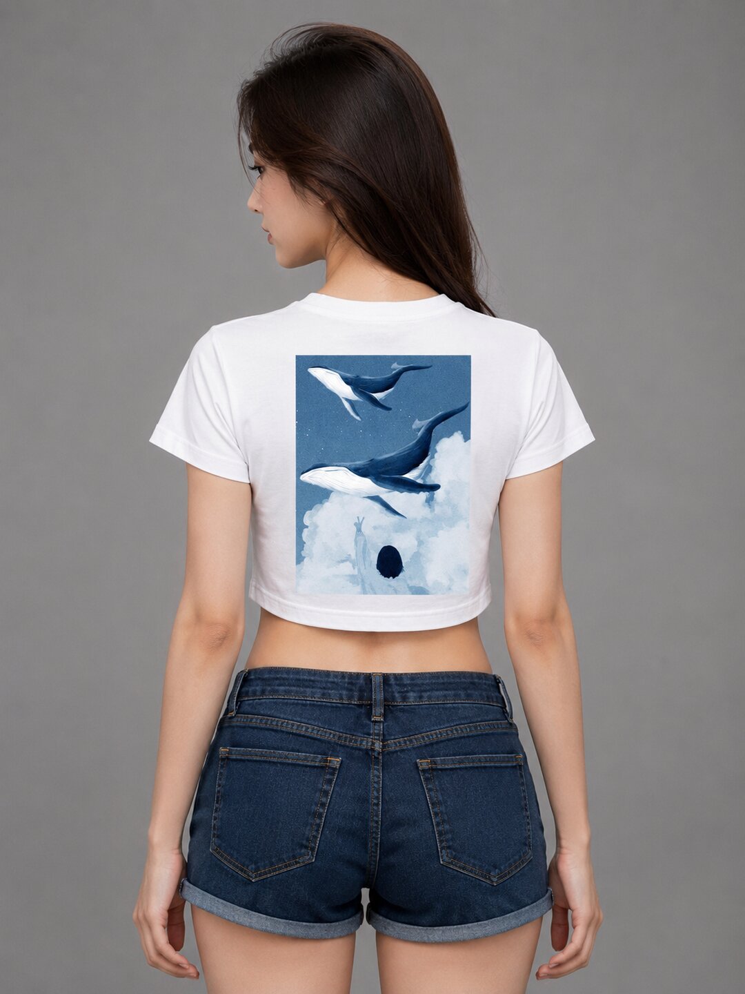Seoul Static Printed Round Neck Crop Pre-customized Tshirt for Women