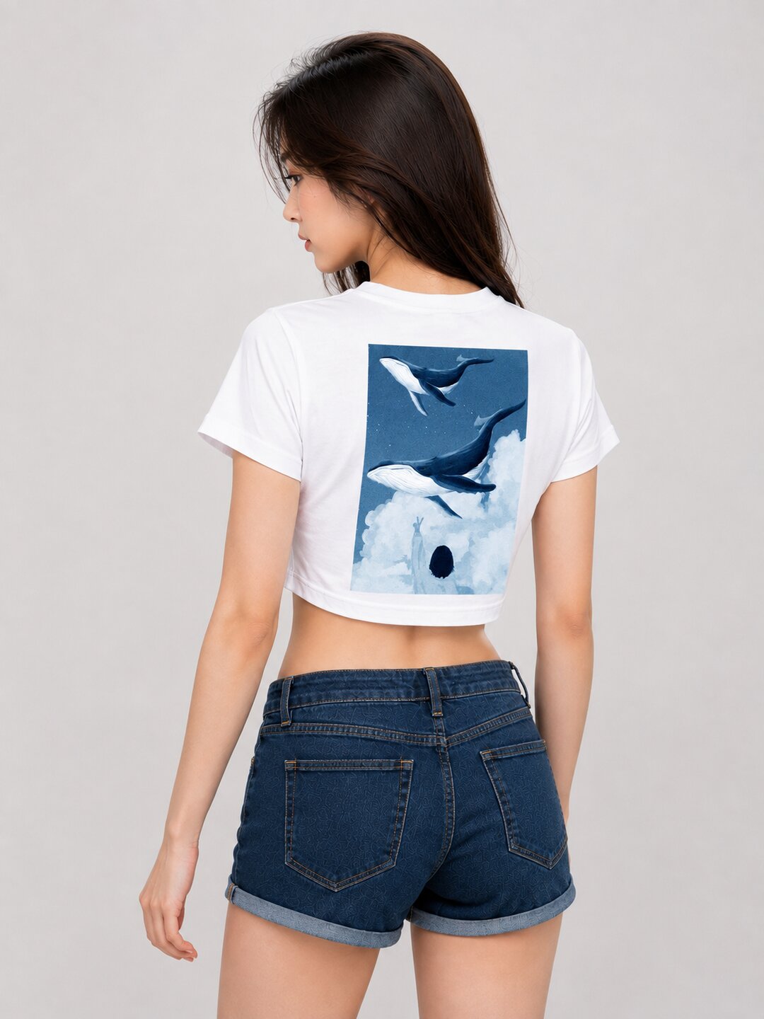 Seoul Static Printed Round Neck Crop Pre-customized Tshirt for Women