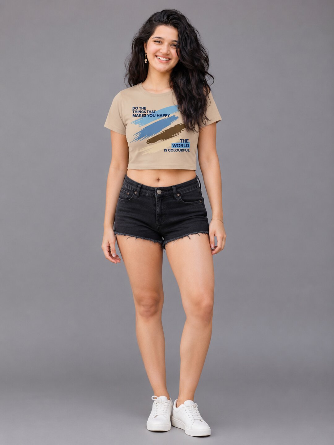 K-Pop Pulse Printed Round Neck Crop Pre-customized Tshirt for Women
