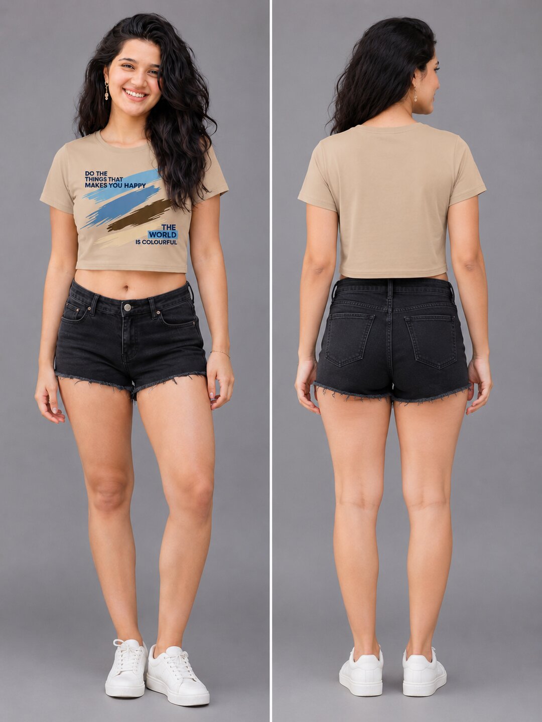 K-Pop Pulse Printed Round Neck Crop Pre-customized Tshirt for Women