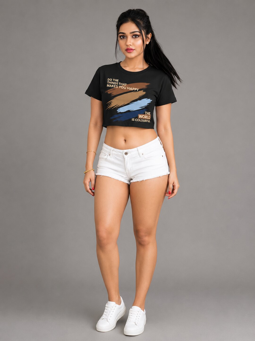 K-Pop Pulse Printed Round Neck Crop Pre-customized Tshirt for Women