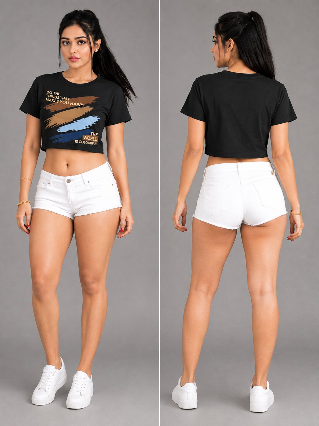 K-Pop Pulse Printed Round Neck Crop Pre-customized Tshirt for Women