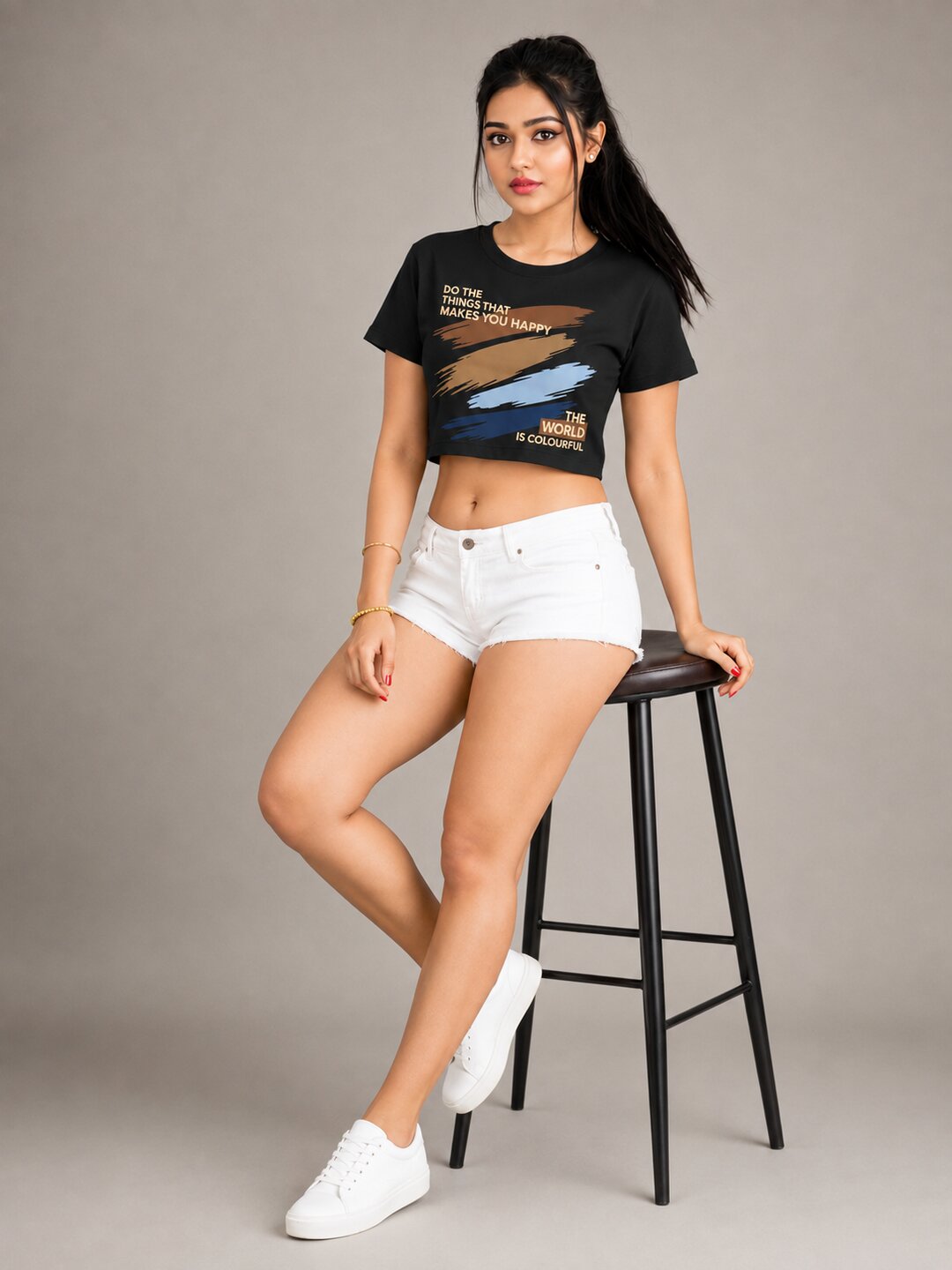 K-Pop Pulse Printed Round Neck Crop Pre-customized Tshirt for Women