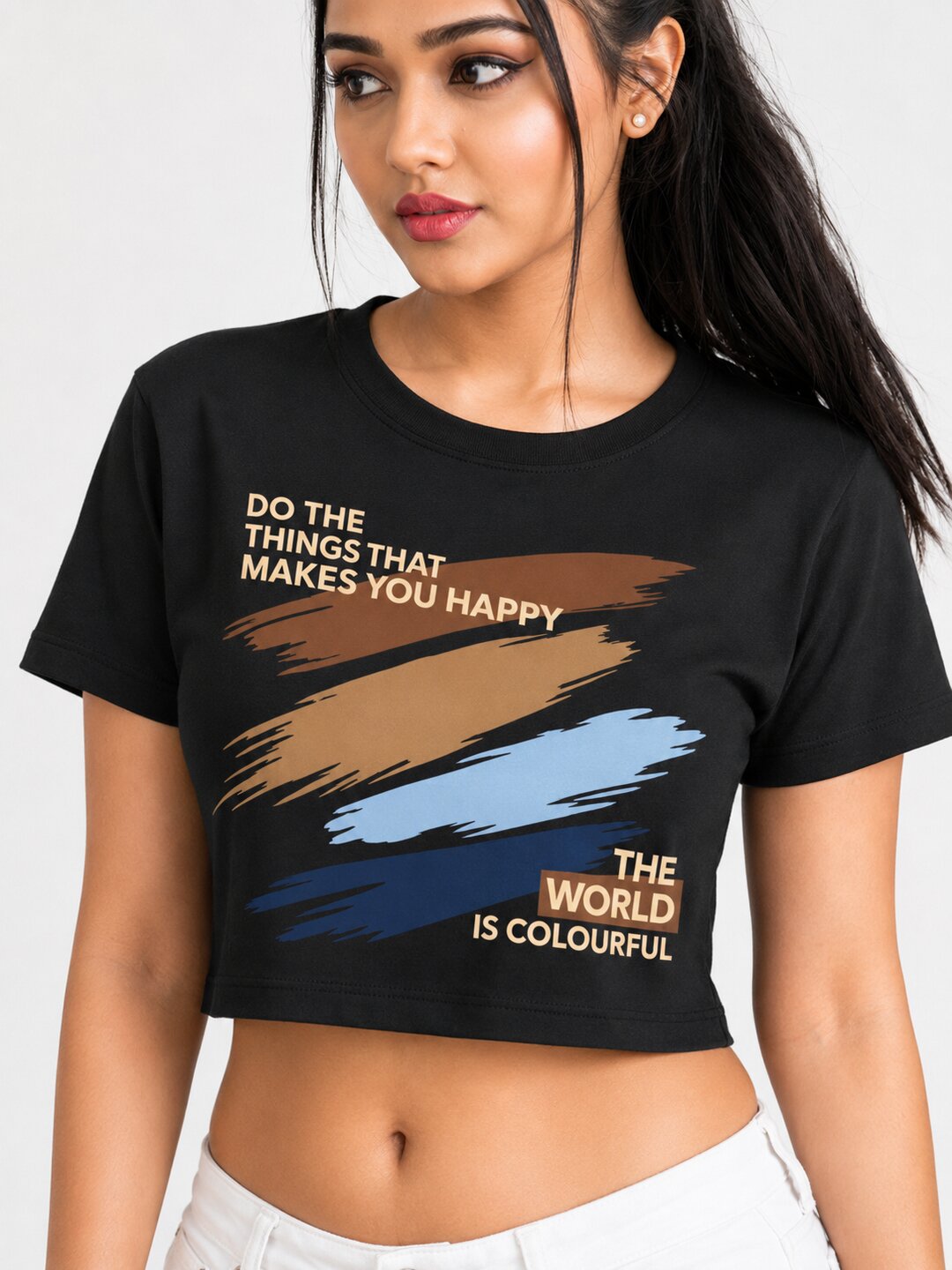 K-Pop Pulse Printed Round Neck Crop Pre-customized Tshirt for Women