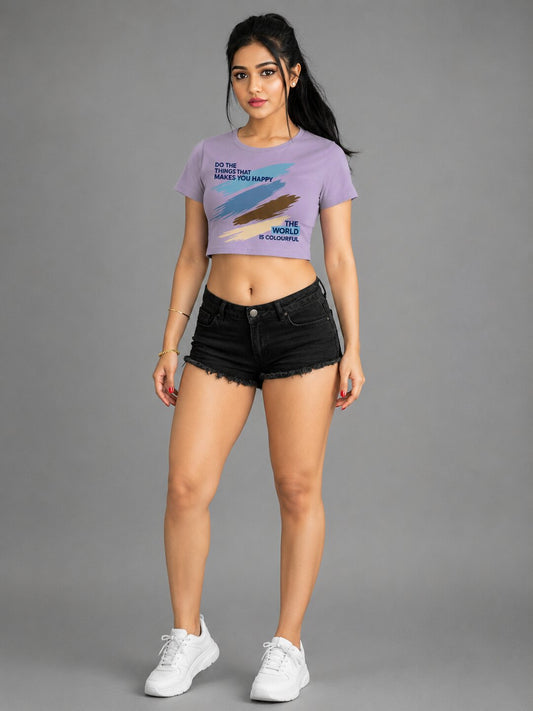 K-Pop Pulse Printed Round Neck Crop Pre-customized Tshirt for Women