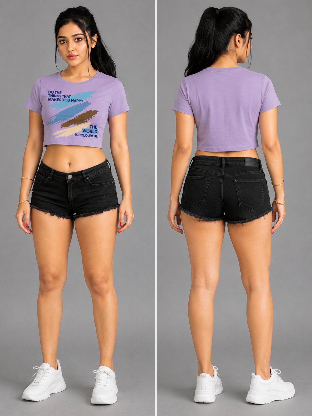 K-Pop Pulse Printed Round Neck Crop Pre-customized Tshirt for Women