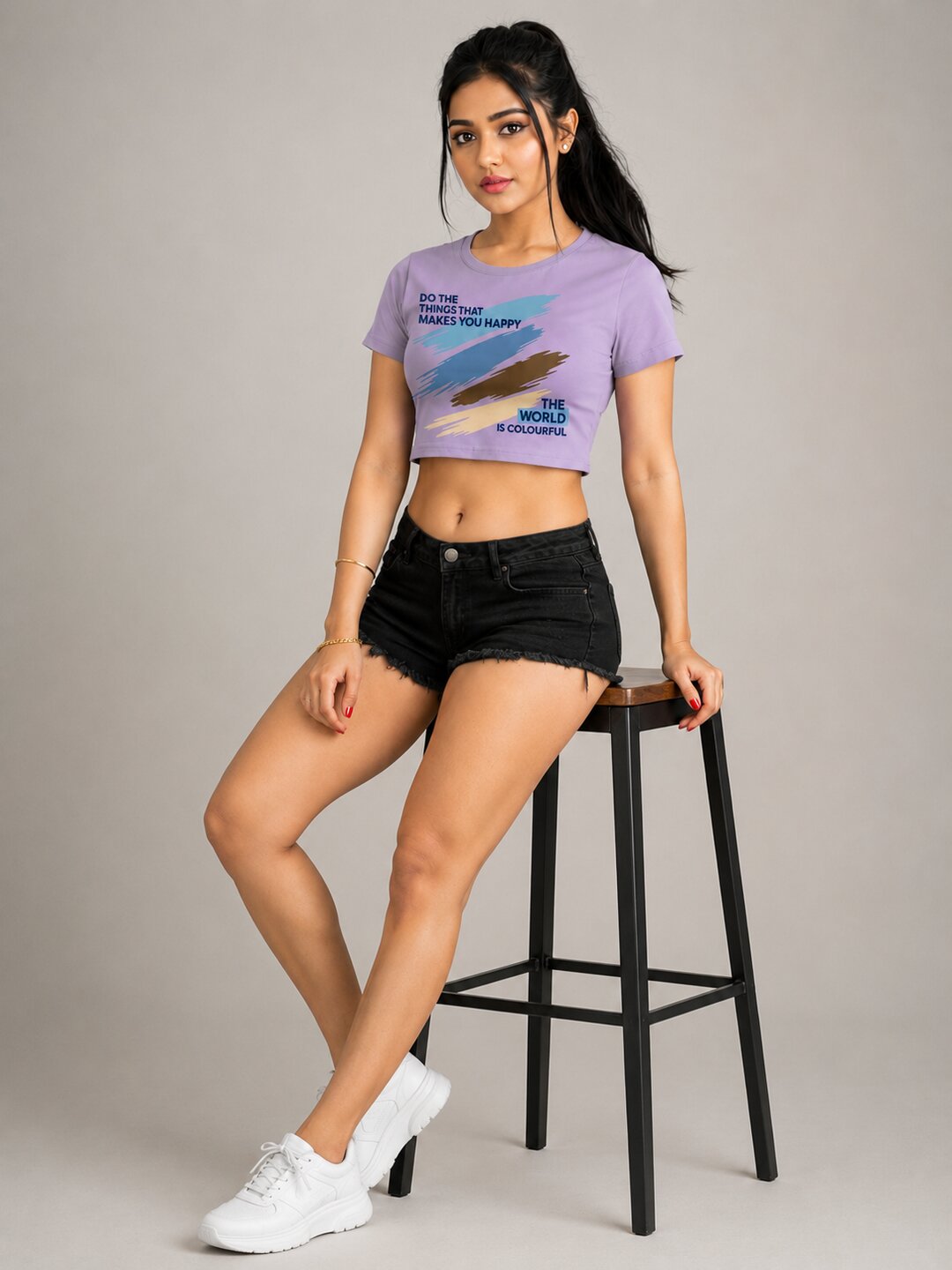 K-Pop Pulse Printed Round Neck Crop Pre-customized Tshirt for Women