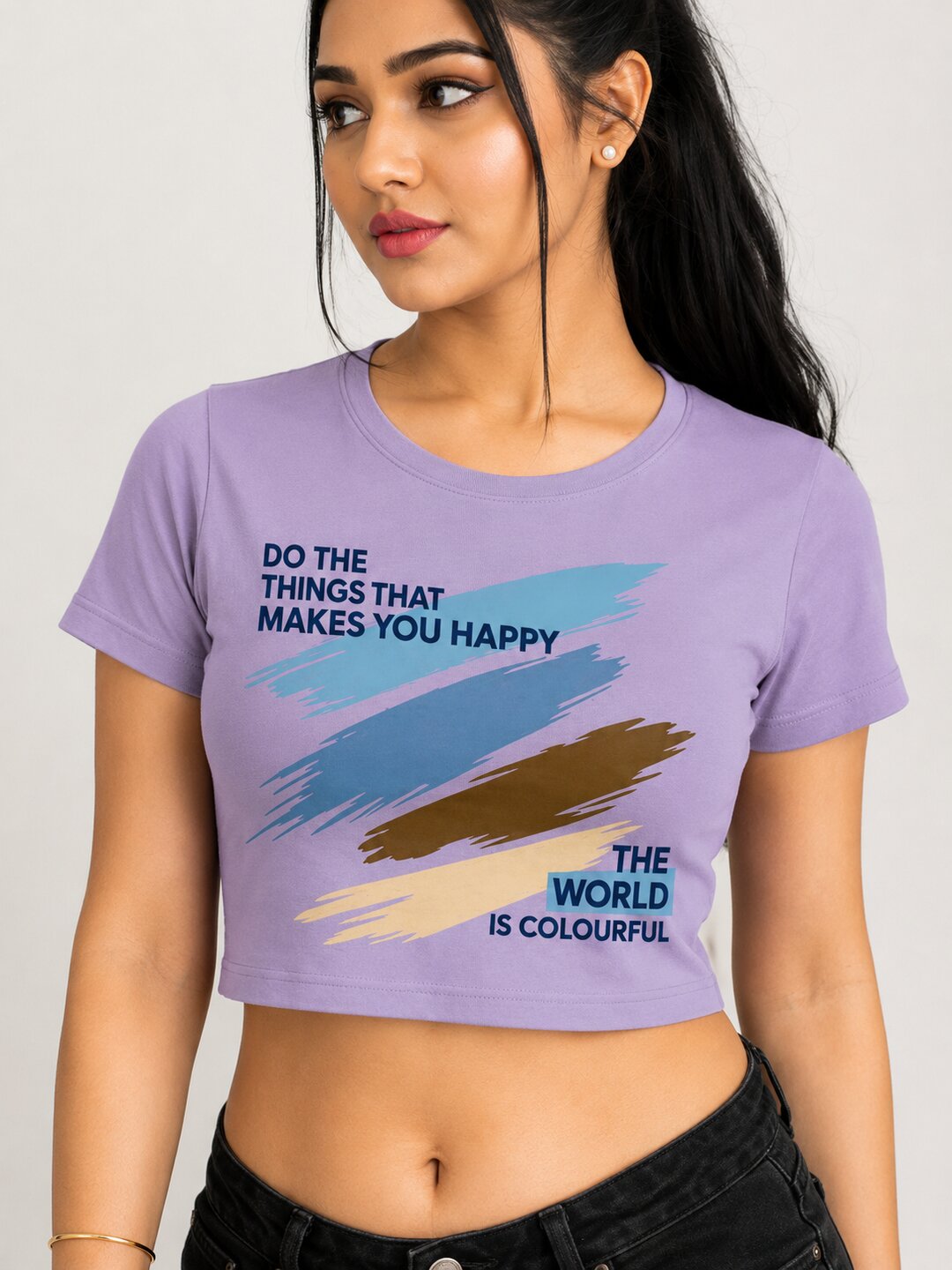 K-Pop Pulse Printed Round Neck Crop Pre-customized Tshirt for Women