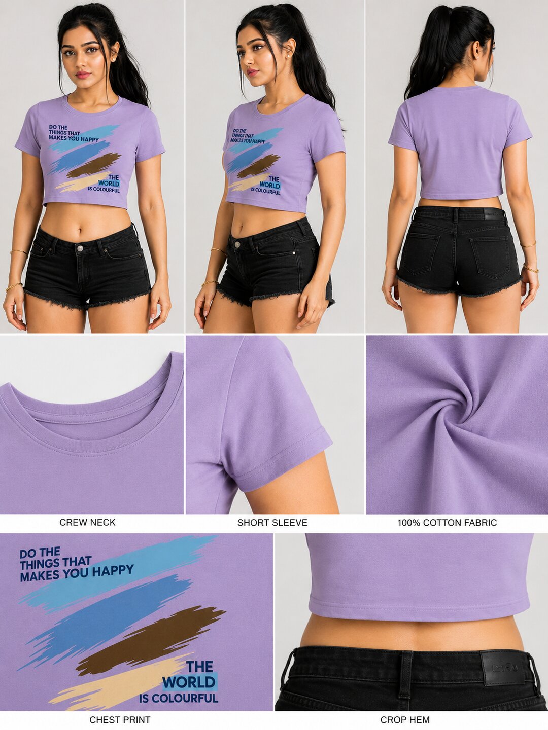 K-Pop Pulse Printed Round Neck Crop Pre-customized Tshirt for Women