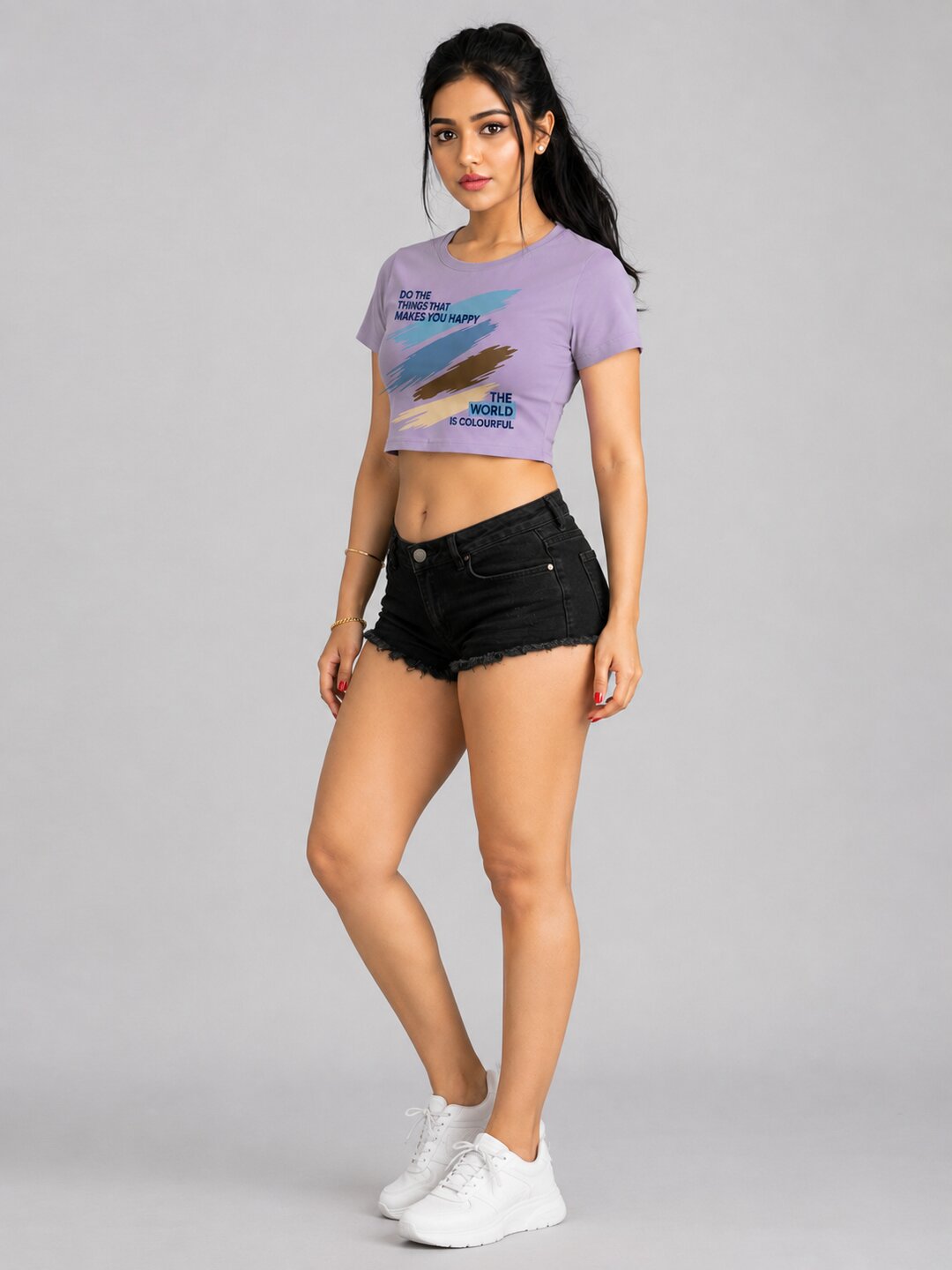 K-Pop Pulse Printed Round Neck Crop Pre-customized Tshirt for Women